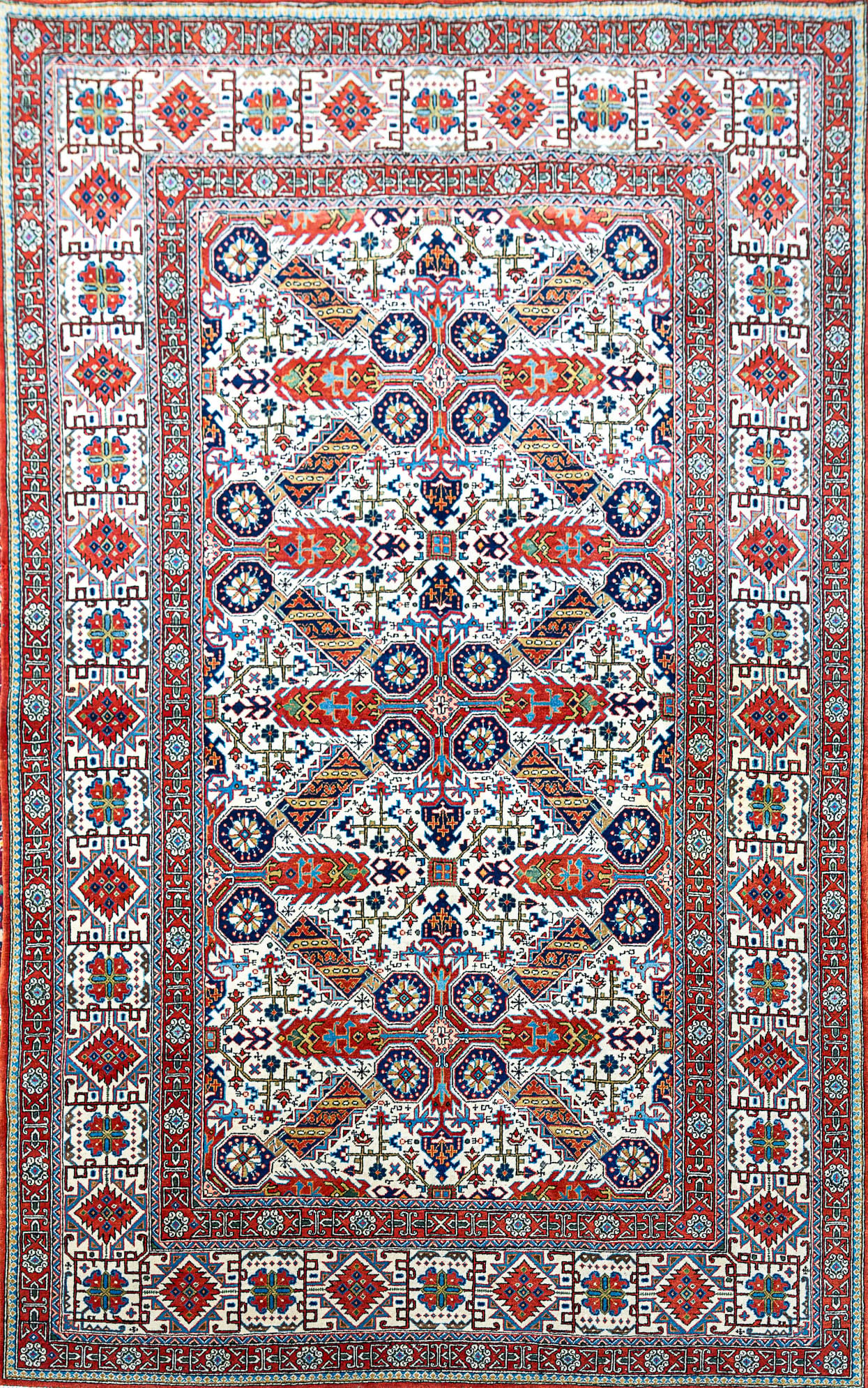 220x136cm Ghom Korkwolle Handgeknüpfter Perserteppich W1