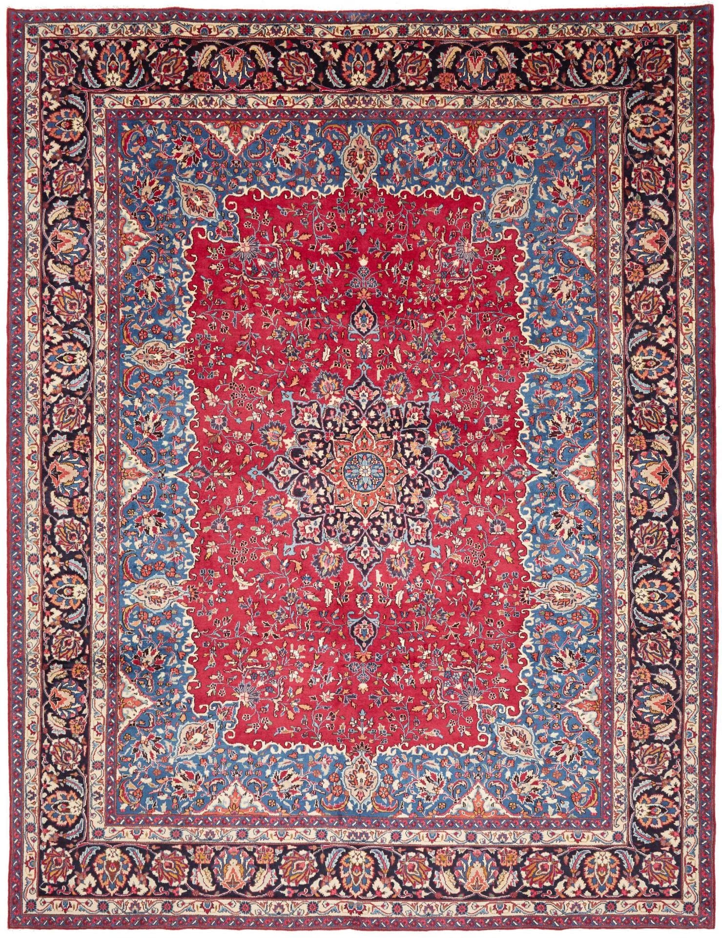 Perserteppich Mashad 299 x 383 cm Schurwolle handgeknüpft blumenreich