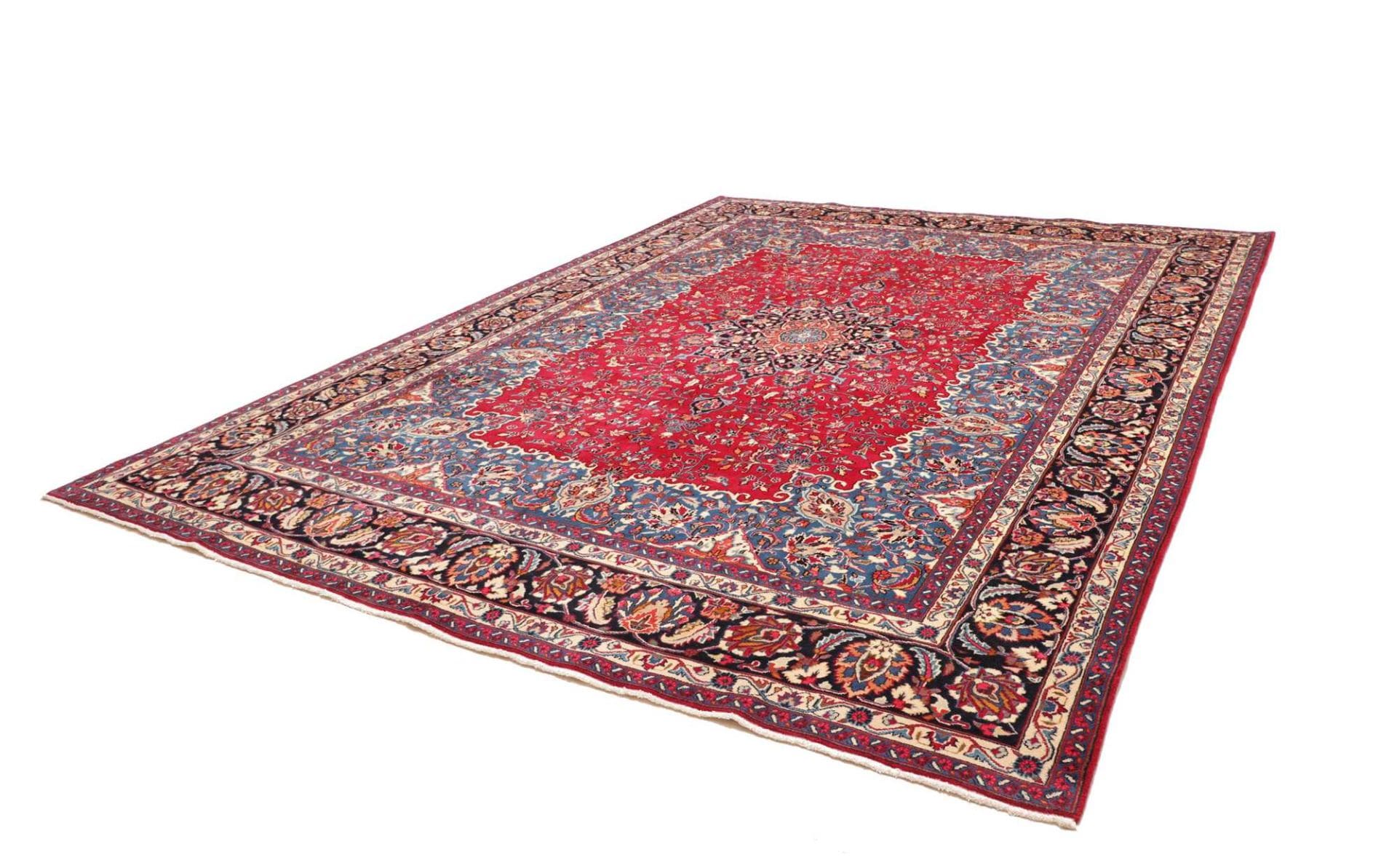 Perserteppich Mashad 299 x 383 cm Schurwolle handgeknüpft blumenreich
