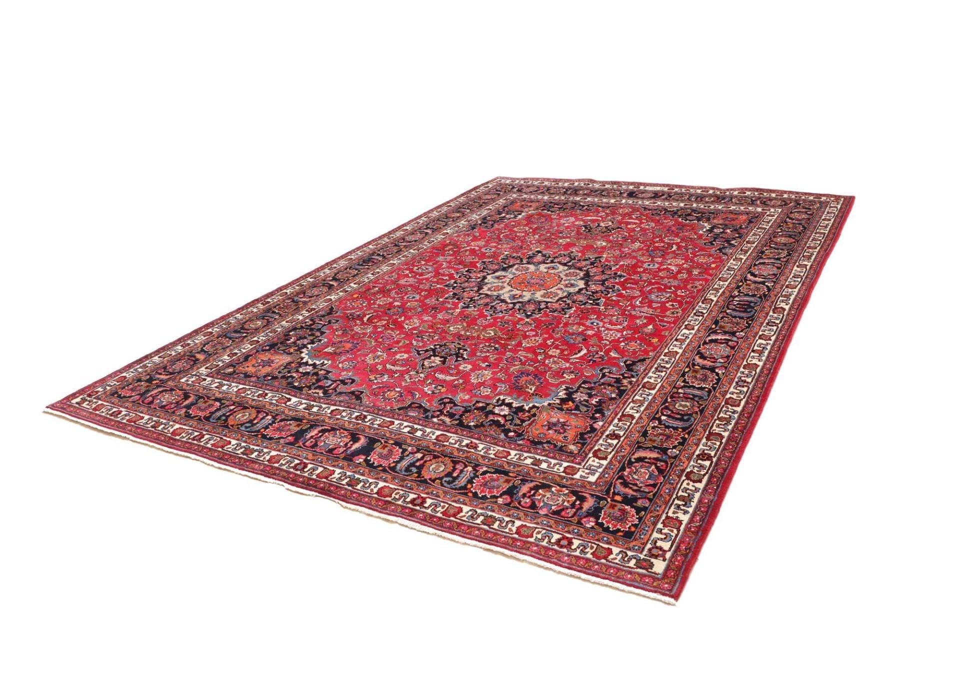 Perserteppich Mashad 249 x 339 cm Schurwolle handgeknüpft floral