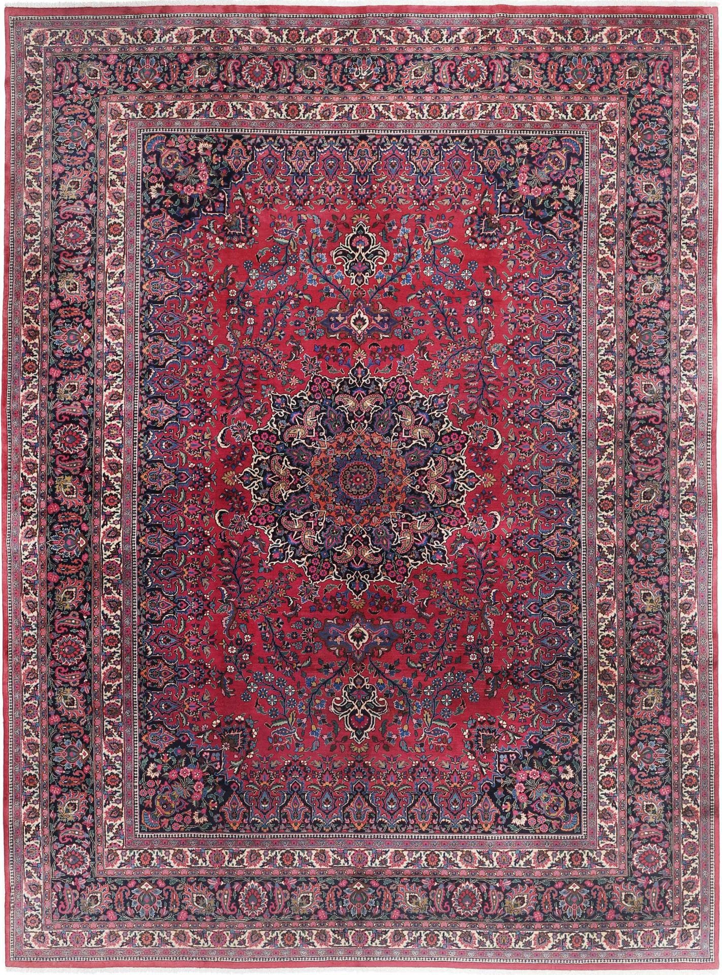 Perserteppich Mashad 361 x 487 cm Schurwolle handgeknüpft floral H1