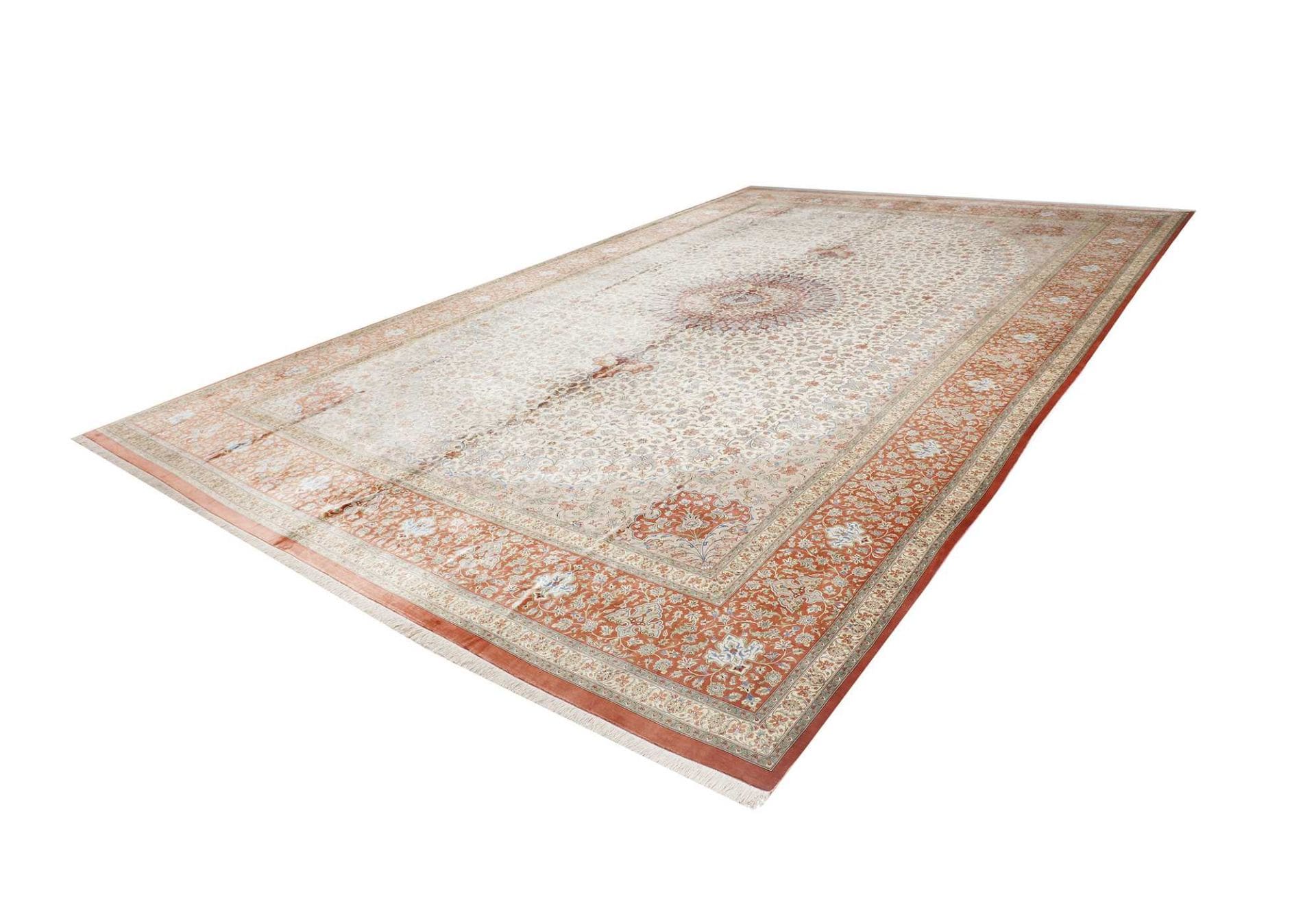 Perserteppich Ghom 395 x 619 cm Seide handgeknüpft exklusiv "Ahmadi" - Ghom signiert H1