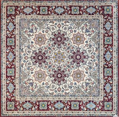 Exklusiver Handgeknüpfter Isfahan 300 x 300 cm Korkwolle & Seide auf Seide 900000 Knoten Knoten/Qm Unikat Zeitlos Meisterknüpfung H1