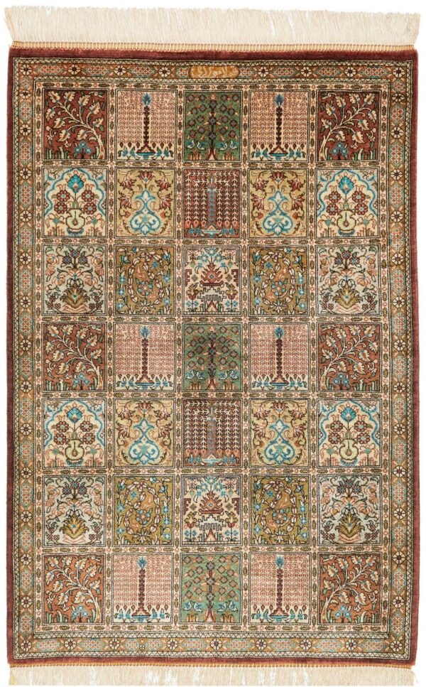 Perserteppich Ghom 61 x 89 cm Seide handgeknüpft edel Seidenteppich