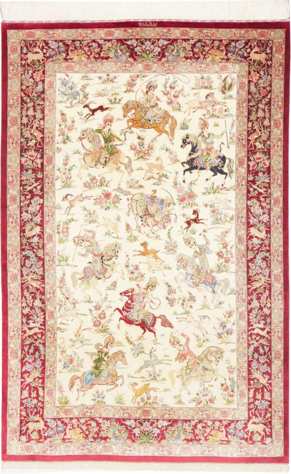 Perserteppich Ghom 134 x 207 cm Seide handgeknüpft exklusiv Seidenteppich