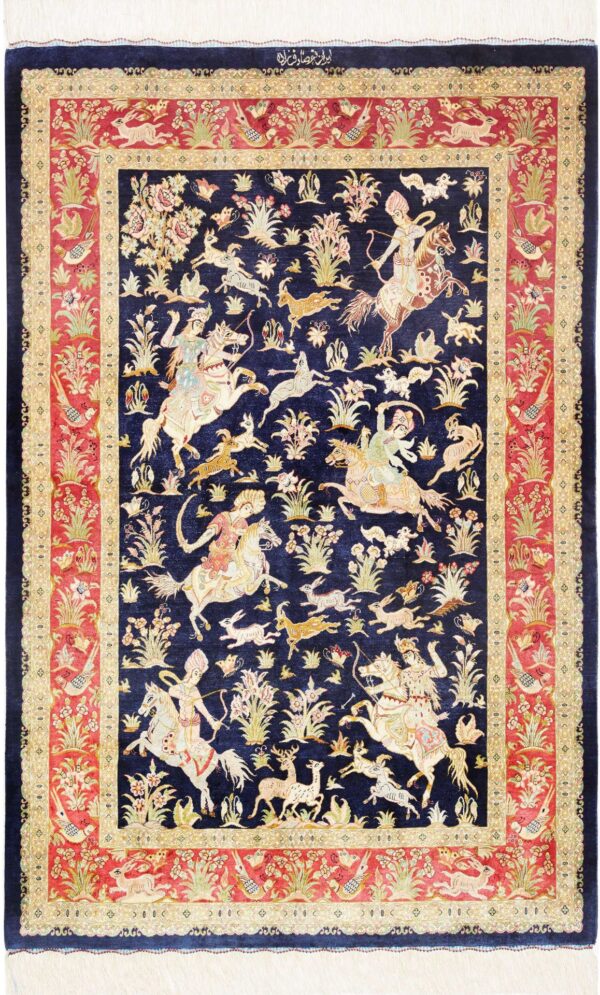 Perserteppich Ghom 98 x 146 cm Seide handgeknüpft exklusiv Seidenteppich