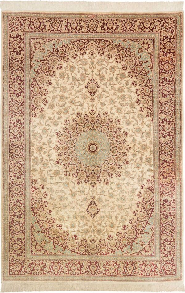 Perserteppich Ghom 133 x 199 cm Seide handgeknüpft edel Seidenteppich