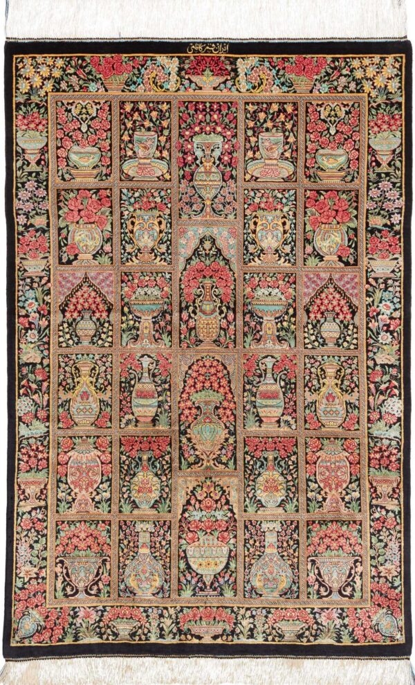 Perserteppich Ghom 79 x 119 cm Seide handgeknüpft exklusiv Seidenteppich