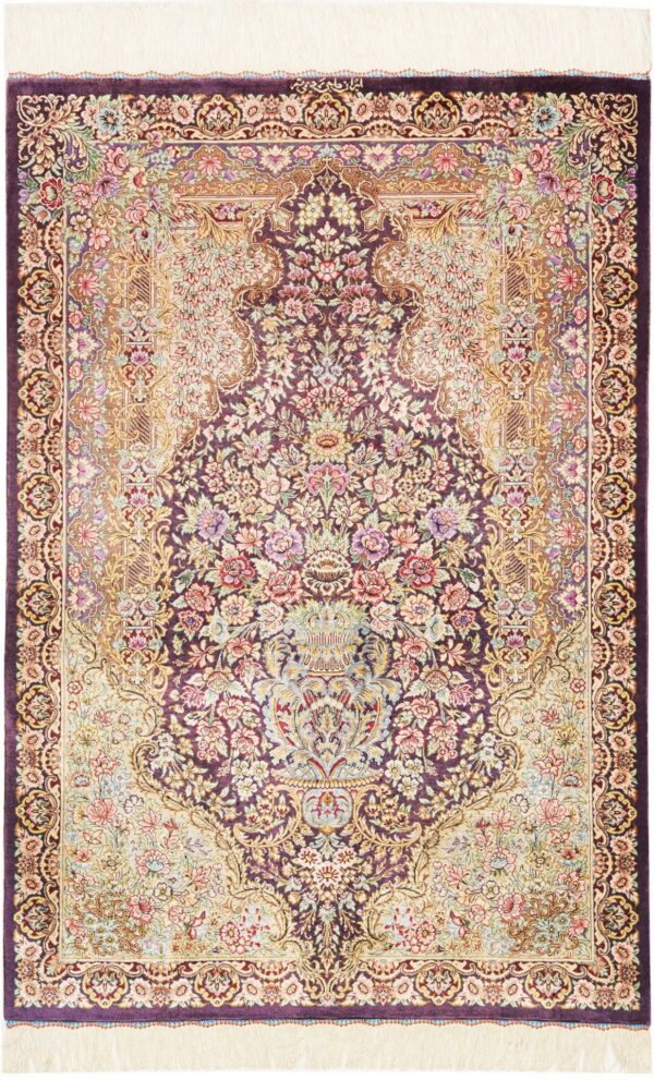 Perserteppich Ghom 80 x 116 cm Seide handgeknüpft exklusiv Seidenteppich