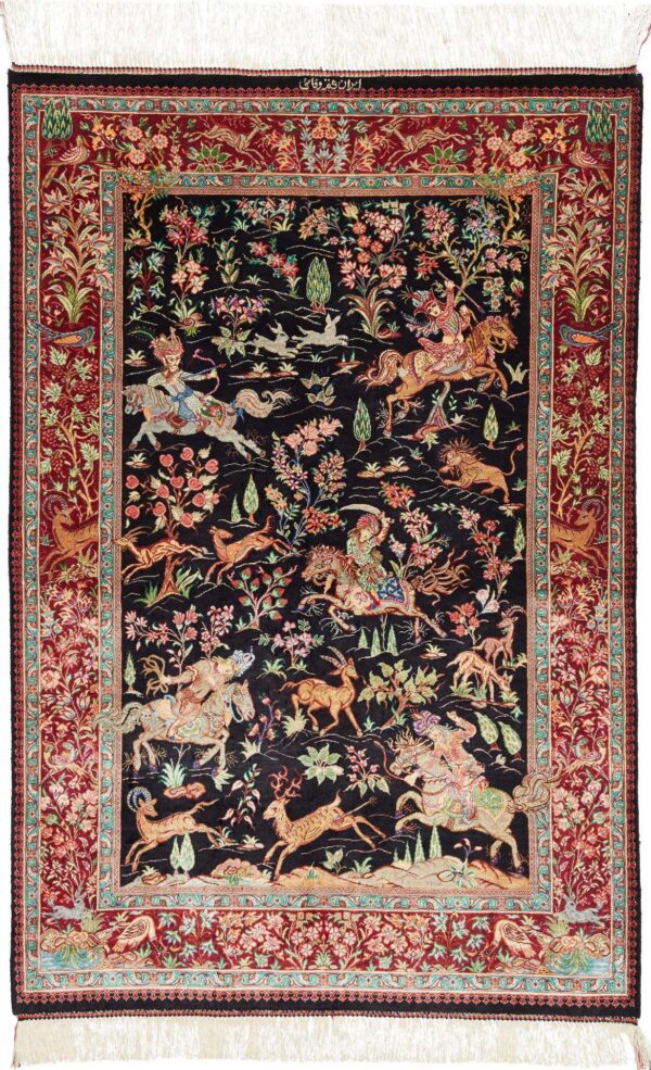 Perserteppich Ghom 79 x 116 cm Seide handgeknüpft edel Seidenteppich