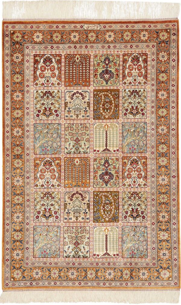 Perserteppich Ghom 81 x 119 cm Seide handgeknüpft exklusiv Seidenteppich