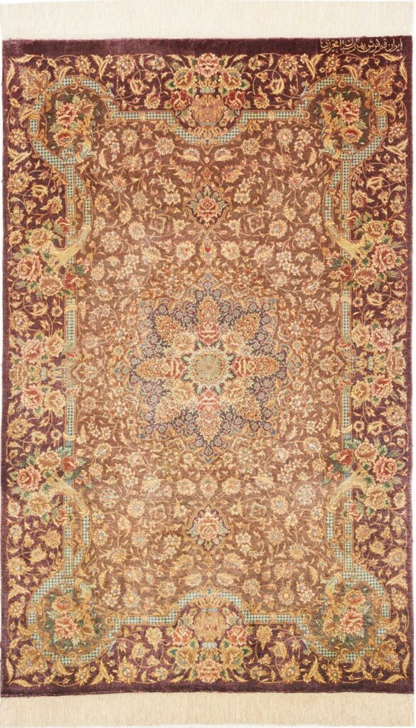 Perserteppich Ghom 78 x 120 cm Seide handgeknüpft exklusiv Seidenteppich