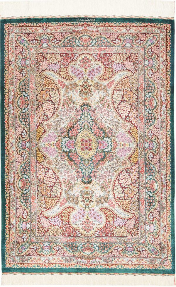 Perserteppich Ghom 81 x 118 cm Seide handgeknüpft exklusiv Seidenteppich
