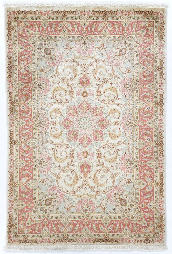 Perserteppich Ghom 78 x 120 cm Seide handgeknüpft exklusiv Seidenteppich