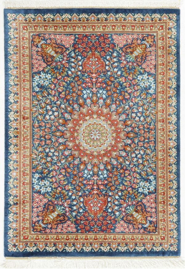 Perserteppich Ghom 60 x 91 cm Seide handgeknüpft exklusiv Seidenteppich