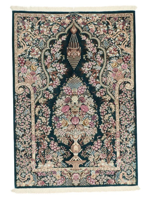 Perserteppich Ghom 102 x 145 cm Seide handgeknüpft exklusiv Seidenteppich