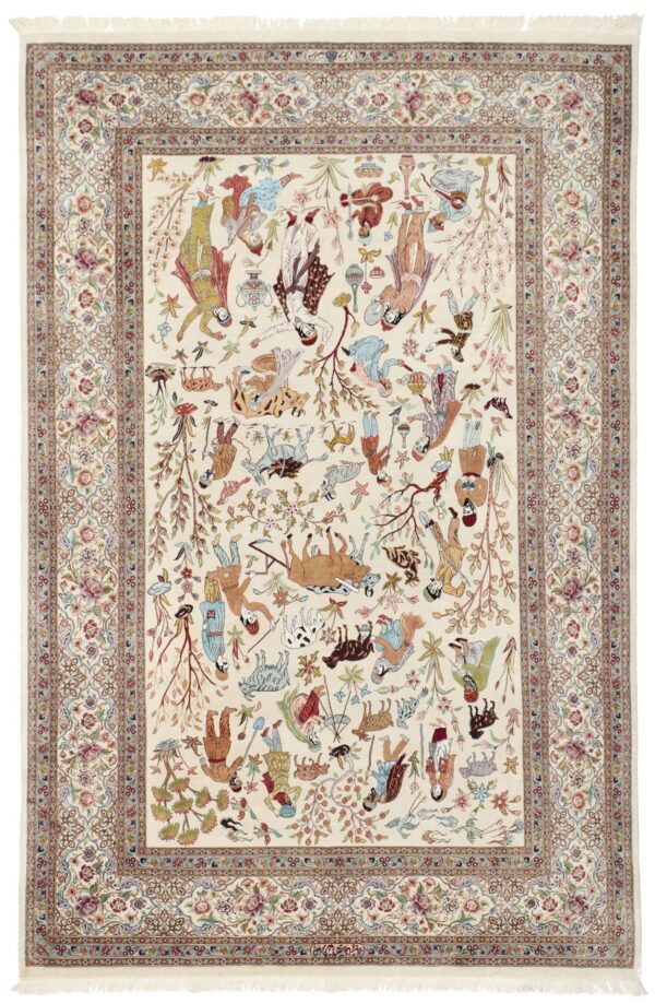 Perserteppich Ghom 150 x 222 cm Seide handgeknüpft exklusiv Seidenteppich