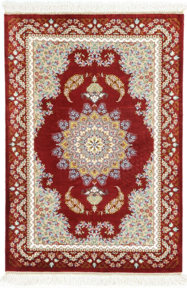 Perserteppich Ghom 60 x 90 cm Seide handgeknüpft exklusiv Seidenteppich