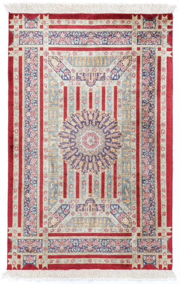 Perserteppich Ghom 75 x 123 cm Seide handgeknüpft exklusiv Seidenteppich