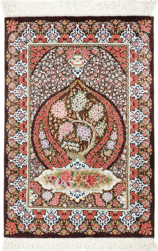 Perserteppich Ghom 57 x 92 cm Seide handgeknüpft edel Seidenteppich