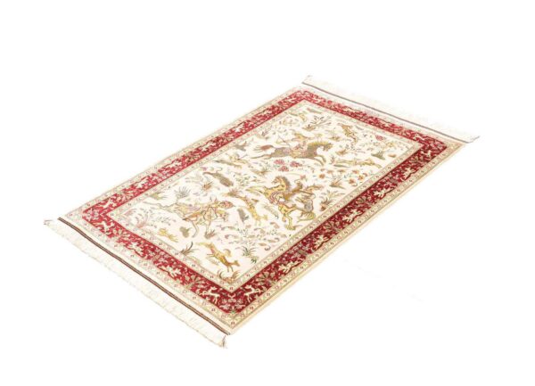 Perserteppich Ghom 75 x 113 cm Seide handgeknüpft exklusiv Seidenteppich