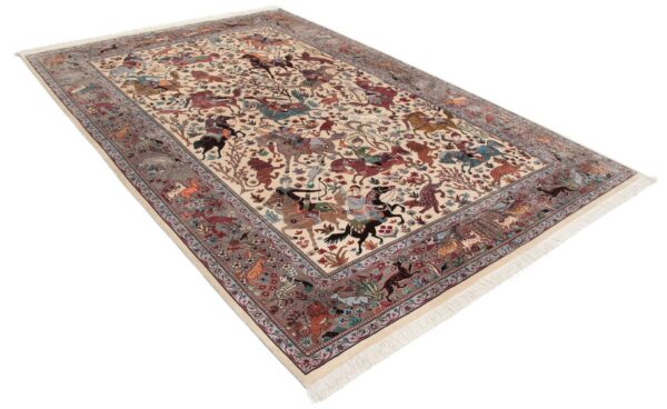 Perserteppich Ghom 140 x 212 cm Seide handgeknüpft exklusiv Seidenteppich