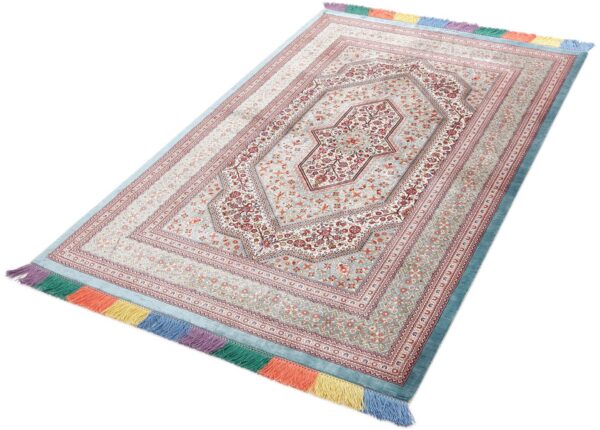 Perserteppich Ghom 96 x 155 cm Seide handgeknüpft glänzend Seidenteppich