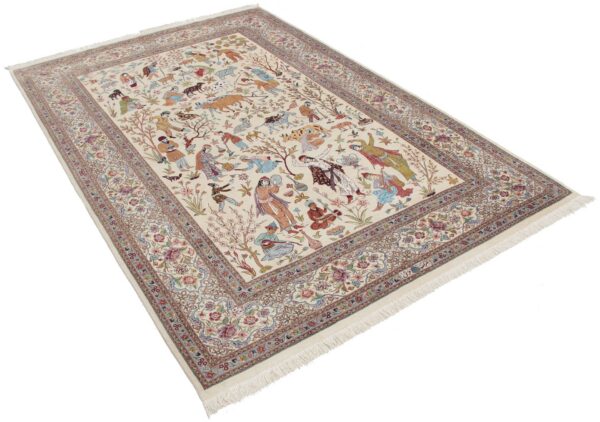 Perserteppich Ghom 150 x 222 cm Seide handgeknüpft exklusiv Seidenteppich