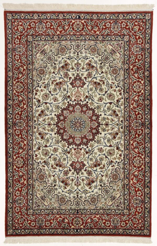 Persischer Teppich Isfahan 107 x 167 cm Schurwolle & Seide handgeknüpft