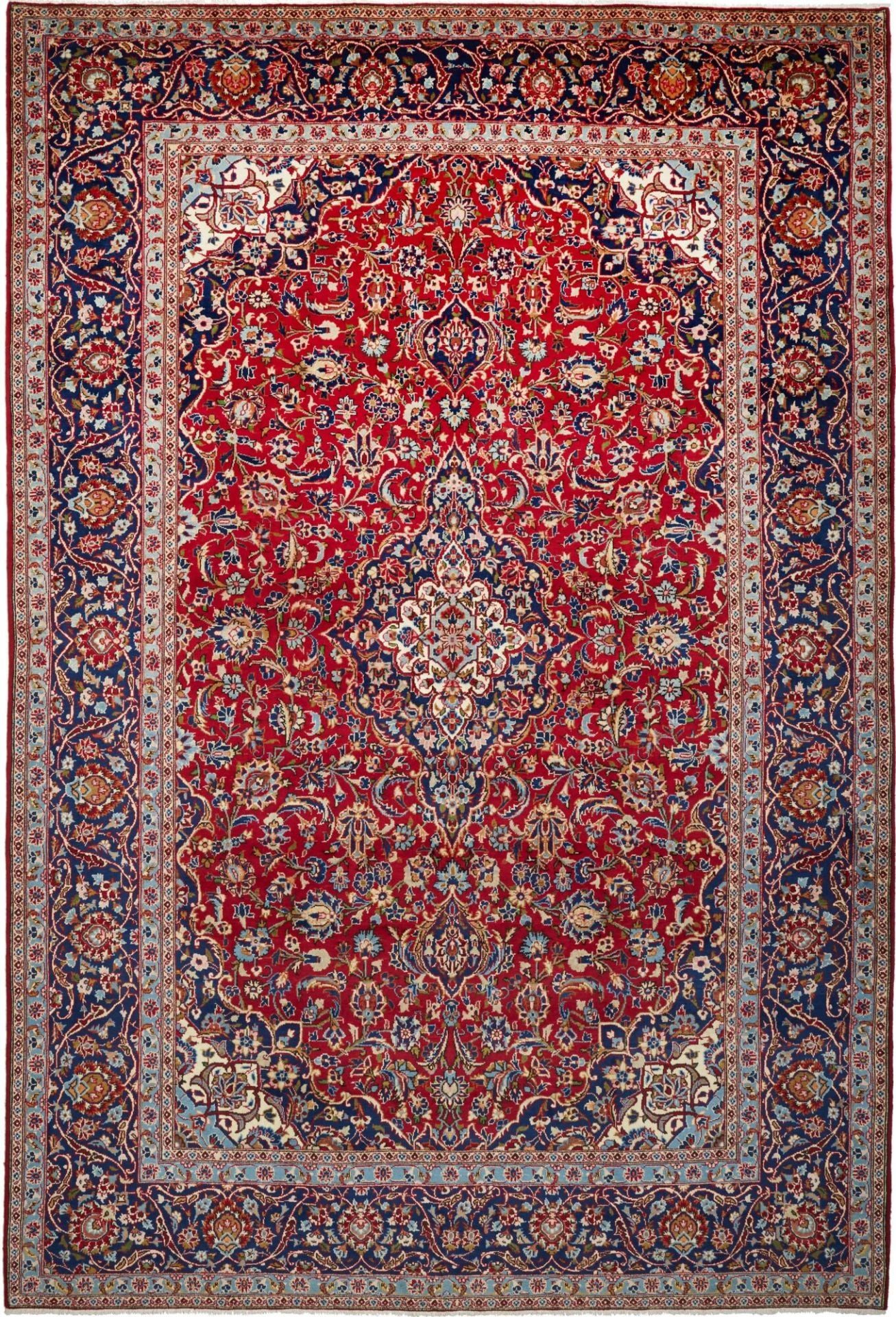 Perserteppich Kashan 241 x 359 cm Schurwolle handgeknüpft hochwertig