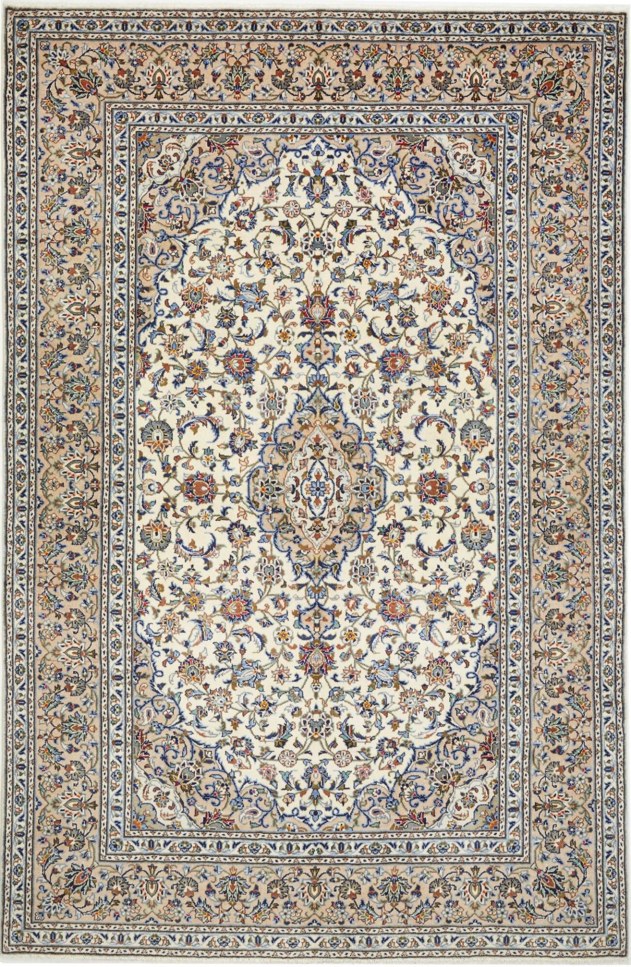 Perserteppich Kashan 199 x 299 cm Schurwolle handgeknüpft hochwertig