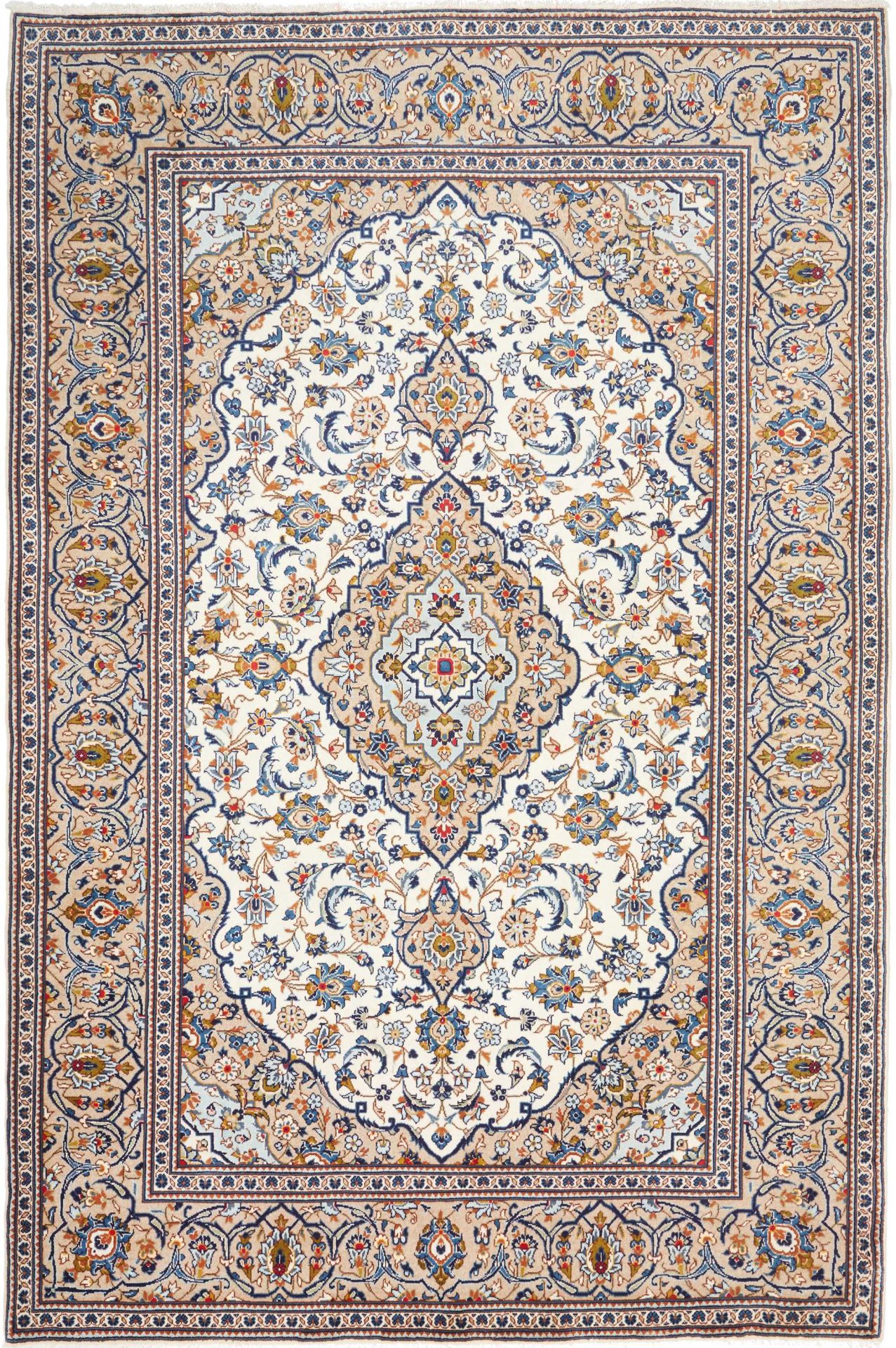Perserteppich Kashan 201 x 299 cm Schurwolle handgeknüpft hochwertig