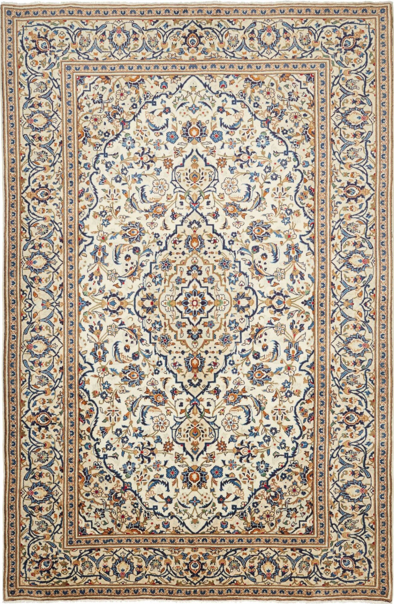 Perserteppich Kashan 196 x 304 cm Schurwolle handgeknüpft dekorativ