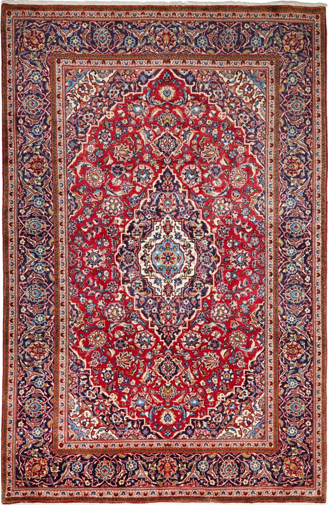 Perserteppich Kashan 196 x 302 cm Schurwolle handgeknüpft