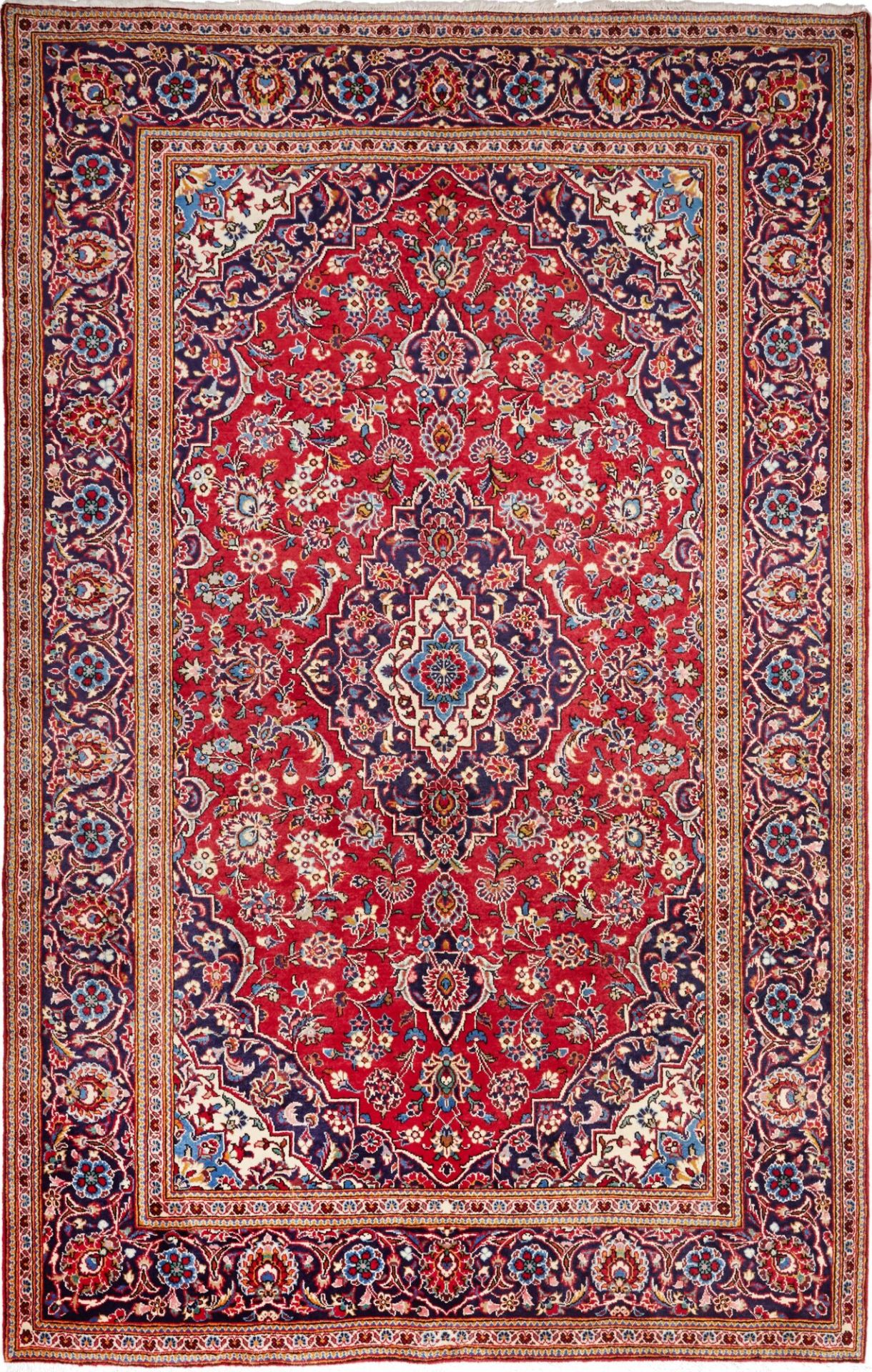Perserteppich Kashan 198 x 303 cm Schurwolle handgeknüpft hochwertig