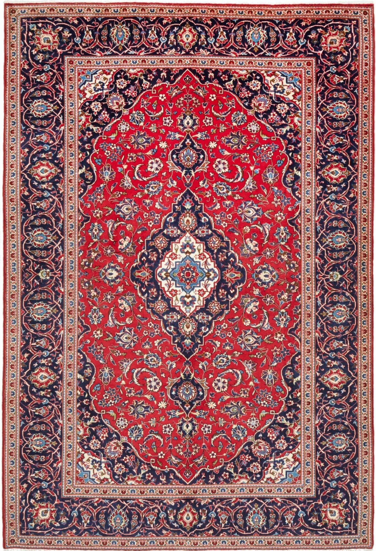 Perserteppich Kashan 201 x 295 cm Schurwolle handgeknüpft weich