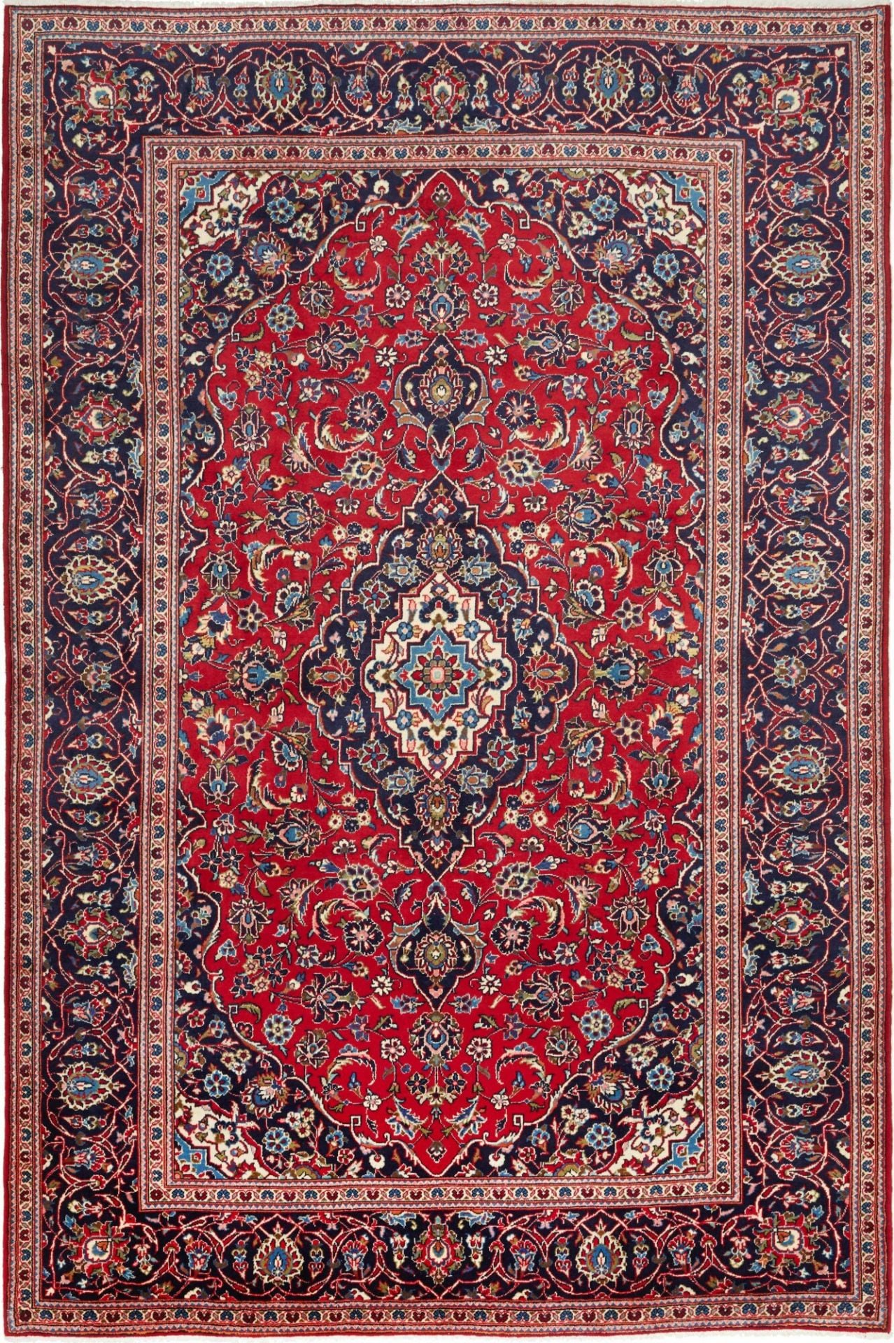 Perserteppich Kashan 198 x 296 cm Schurwolle handgeknüpft hochwertig