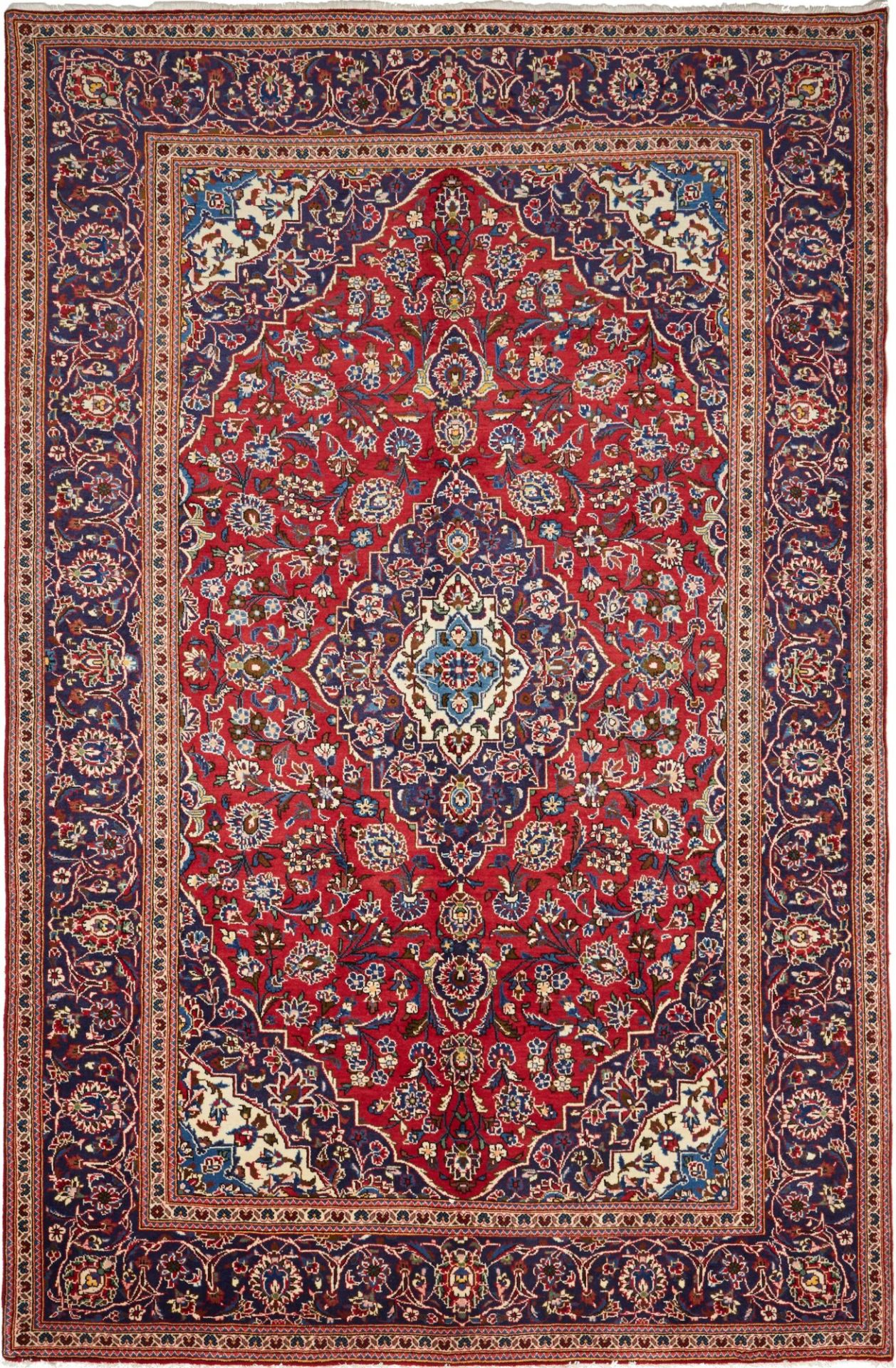 Perserteppich Kashan 198 x 297 cm Schurwolle handgeknüpft hochwertig