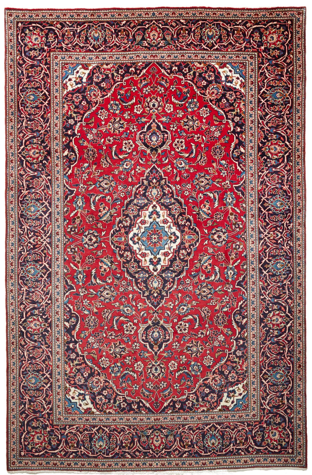 Perserteppich Kashan 201 x 307 cm Schurwolle handgeknüpft