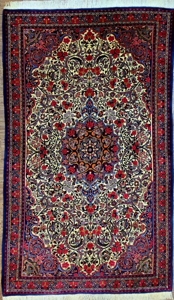 Perserteppich Rosenbidjar (Bijar) 222 x 131 cm Schurwolle handgeknüpft