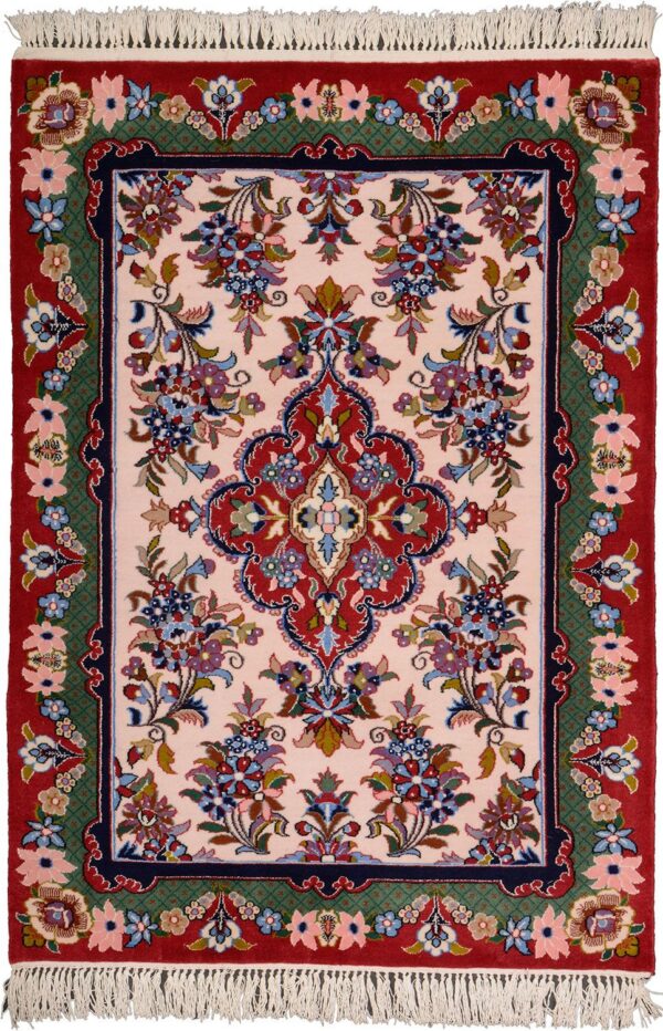 Perserteppich Isfahan 79 x 101 cm Schurwolle-Seide handgeknüpft