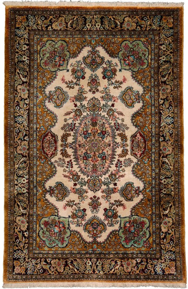 Perserteppich Ghom 105 x 160 cm Seide handgeknüpft antik