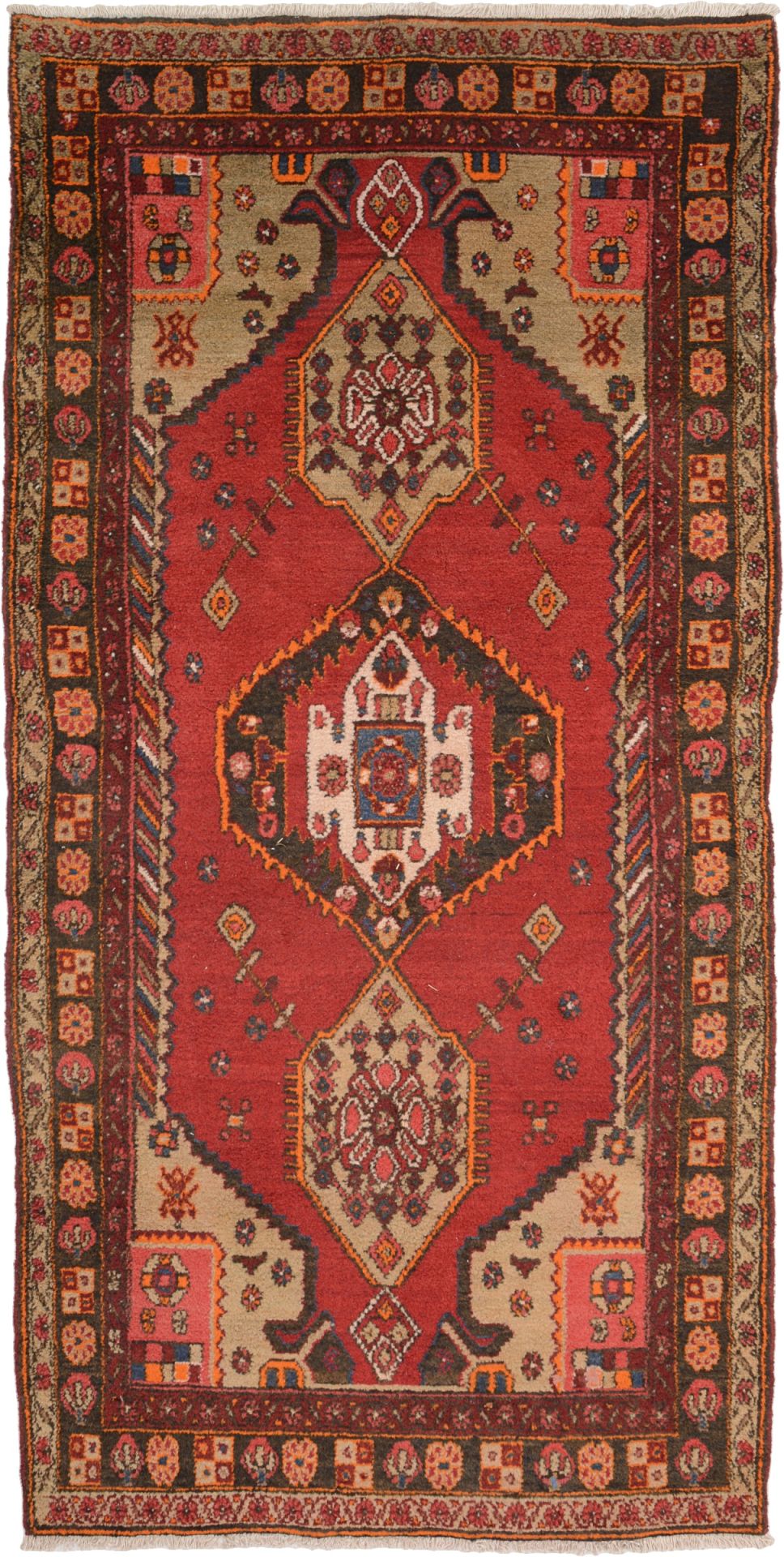 Perserteppich Hamadan 130 x 260 cm Schurwolle handgeknüpft Herati