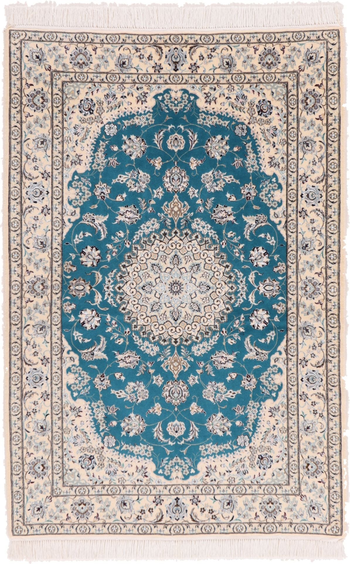 Perserteppich Nain 122 x 178 cm Schurwolle und Seide handgeknüpft