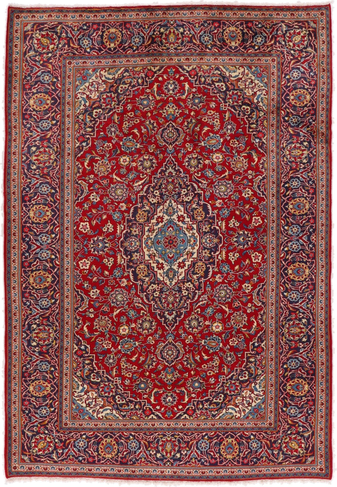 Perserteppich Kashan 204 x 298 cm Schurwolle handgeknüpft