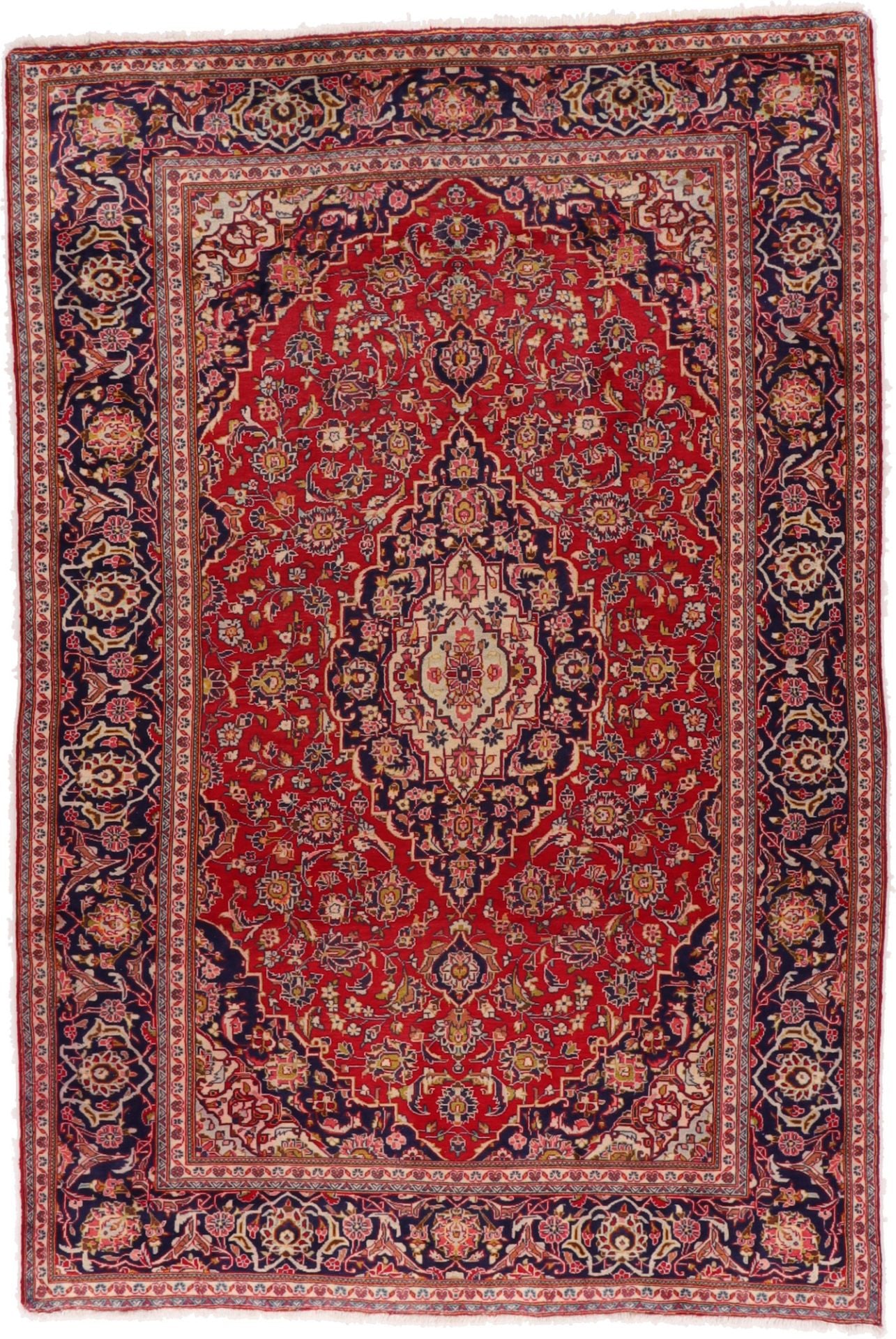 Perserteppich Kashan 195 x 294 cm Schurwolle handgeknüpft