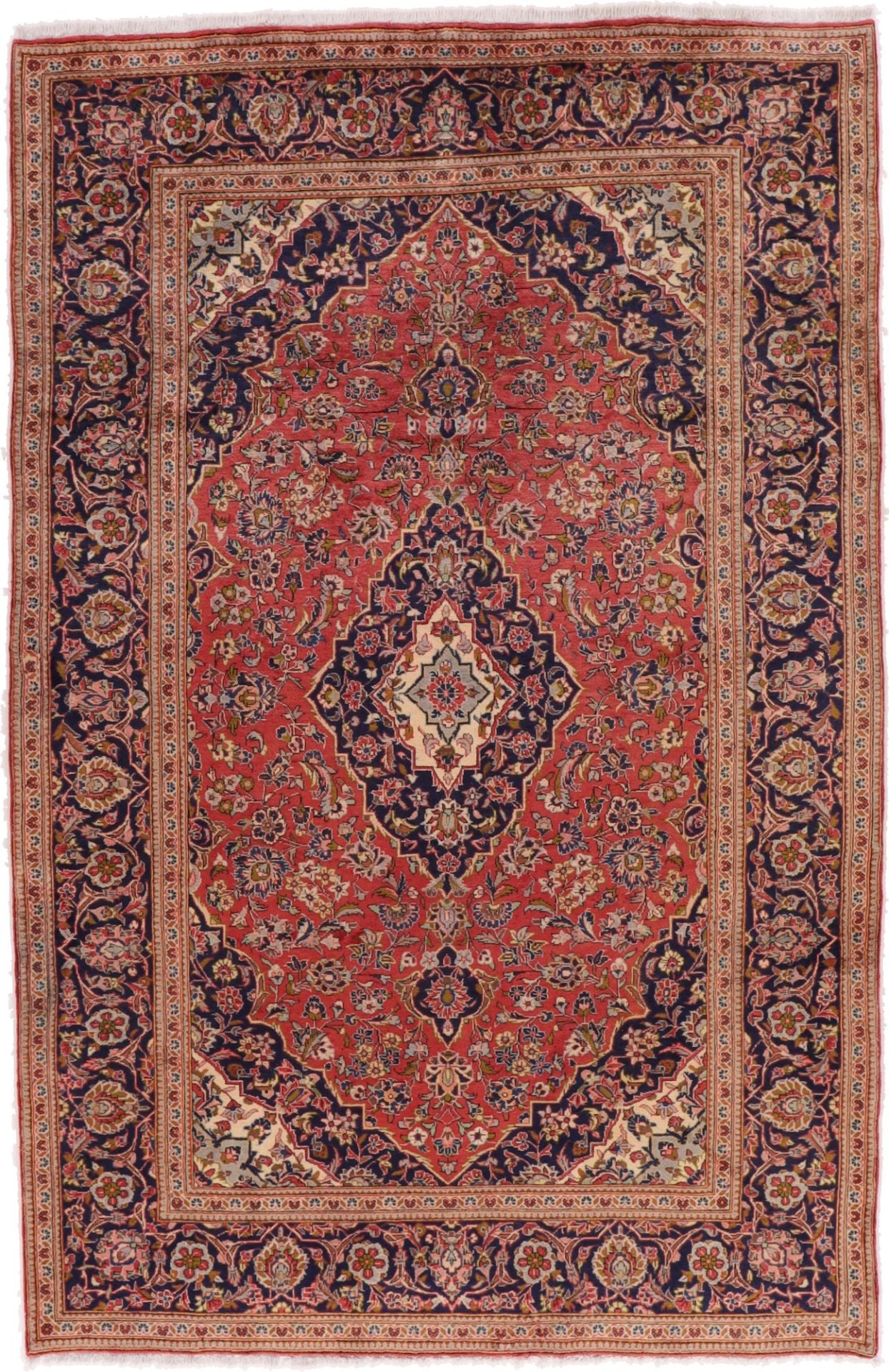 Perserteppich Kashan 195 x 304 cm Schurwolle handgeknüpft