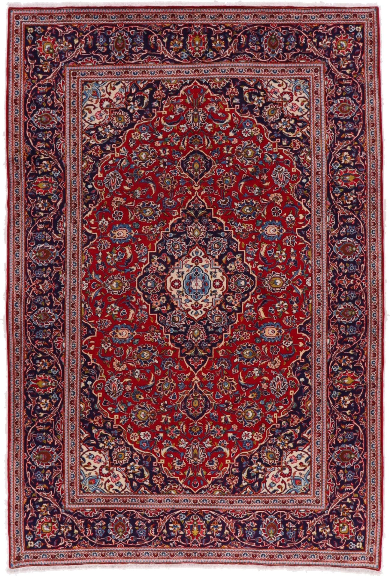 Perserteppich Kashan 200 x 298 cm Schurwolle handgeknüpft