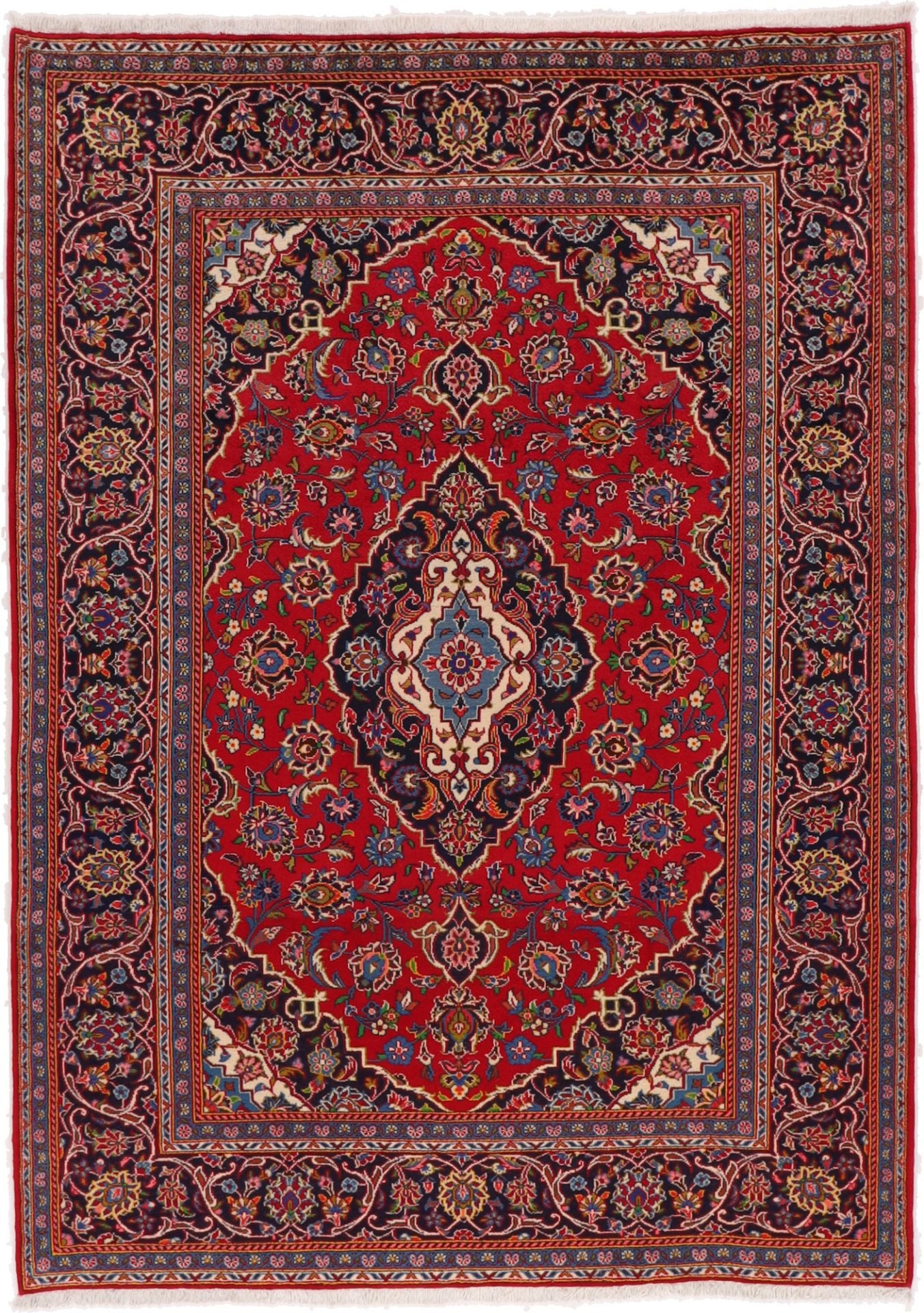 Perserteppich Kashan 198 x 278 cm Schurwolle handgeknüpft