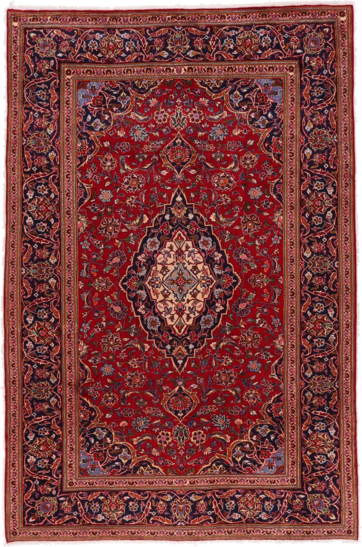 Perserteppich Kashan 193 x 295 cm Schurwolle handgeknüpft